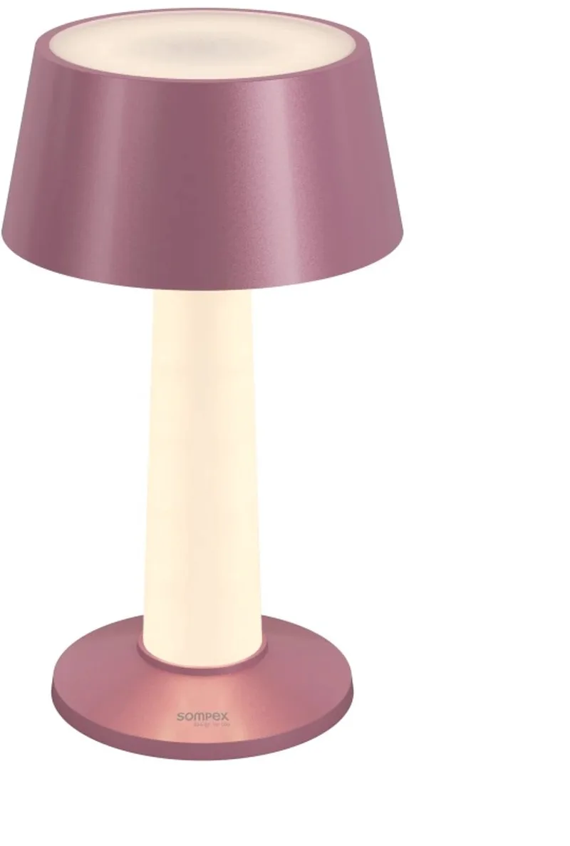 LULU, draadloze tafellamp , mettalic - 19cm hoog dimbaar - oplaadbaar - Stijlvol voor binnen en buiten - en past zich perfect aan uw interieurstijl aan. van Sompex in Roze – productfoto