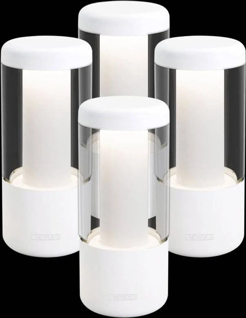 NEWDES Oplaadbare tafellampen set NIP van 4, - voor binnen en buiten de Sompex en Blanc – photo produit