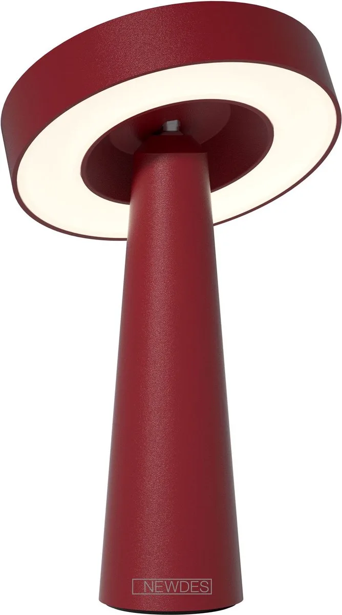 NEWDES TAFELLAMP TIP (ACCULAMP)ROOD - draadloos - dimbaar - met USB oplaadstation voor binnen en buiten de Sompex en Rouge – photo produit