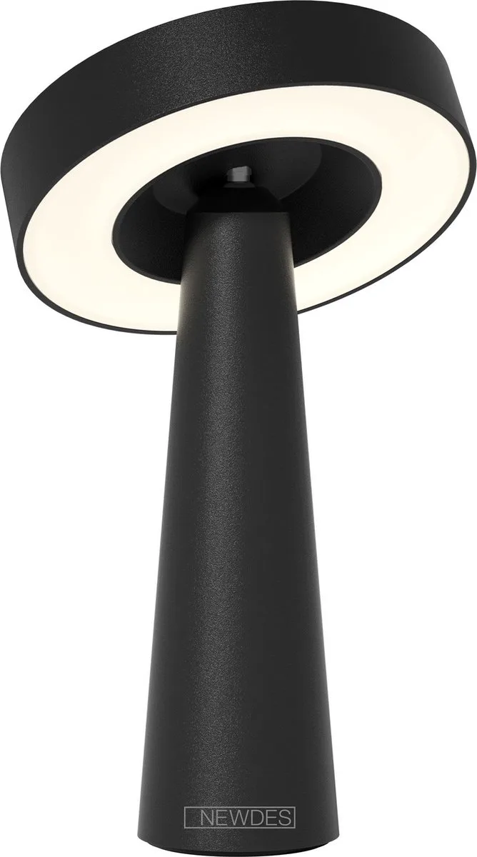 NEWDES TAFELLAMP TIP (ACCULAMP)ZWART - draadloos - oplaadbaar - dimbaar - met USB oplaadstation by Sompex in Black – product photo