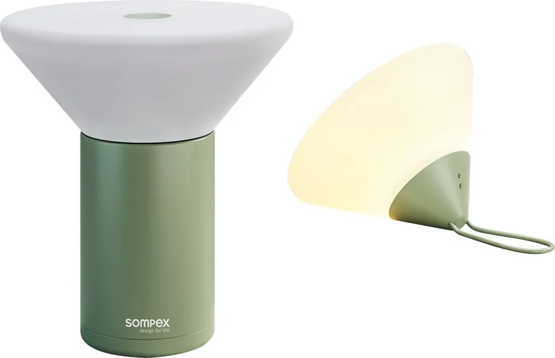 Tafellamp Mikono | Olijf | Accu | Dimbaar/ oplaadbaar / te gebruiken als tafellamp maar ook als hanglamp / ideaal voor camping / buiten / op reis fra Sompex i Grøn – produktbillede