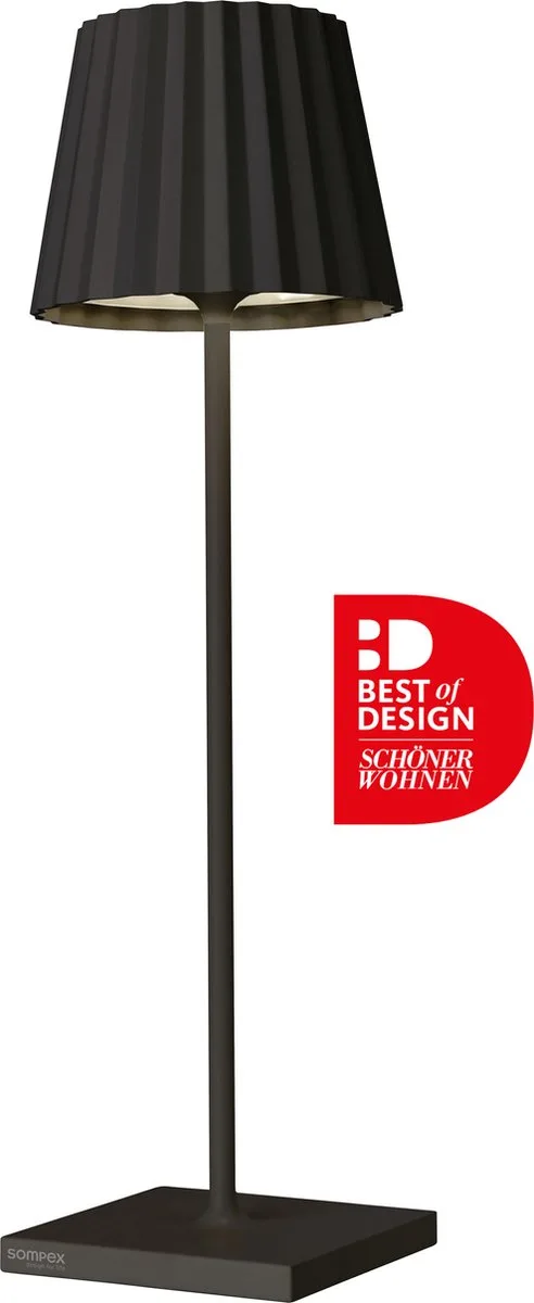 Troll 2.0 | LED tafellamp voor buiten en binnen | Werkt op accu | Aluminium | Dimbaar | Incl. Inductie fra Sompex i Sort – produktbillede