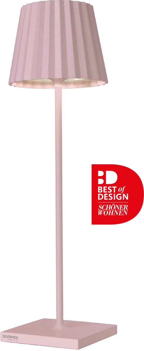 Troll 2.0 | LED tafellamp voor buiten en binnen | Werkt op accu | Aluminium | Dimbaar | Incl. Inductie de Sompex en Rose – photo produit