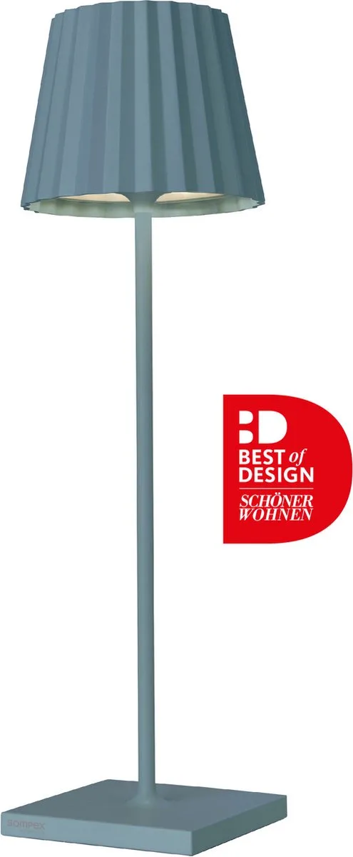 Troll 2.0 | LED tafellamp voor buiten en binnen | Werkt op batterijen | Aluminium | Dimbaar | Incl. Inductie van Sompex in Blauw – productfoto