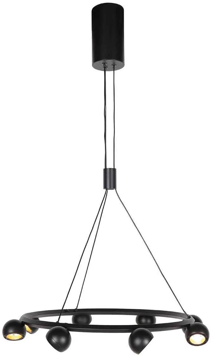 8-lichts zwarte ronde hanglamp Marcadore ø60 cm - Draaibaar, in hoogte verstelbaar, kunststof/metaal de Steinhauer en Noir – photo produit
