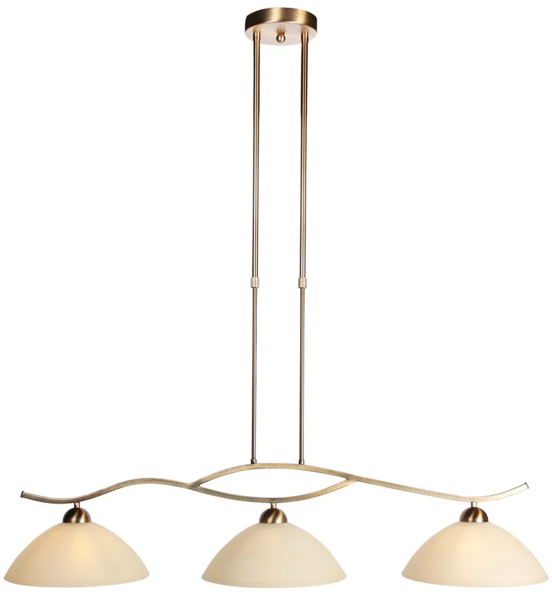 Anthea 4326BR – klassieke hanglamp met drie amberkleurige glazen, hoogte instelbaar, brons, geschikt voor binnen, Steinhauer van Steinhauer in Bruin – productfoto