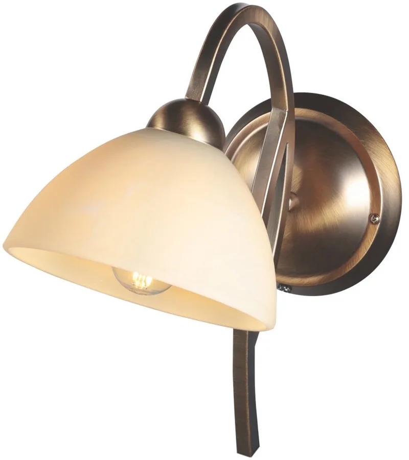 Anthea 4328BR – Klassieke wandlamp met bronskleurig armatuur en marmerlook glazen kap van 17 cm, E27 fitting, Steinhauer från Steinhauer i Brun – produktbild