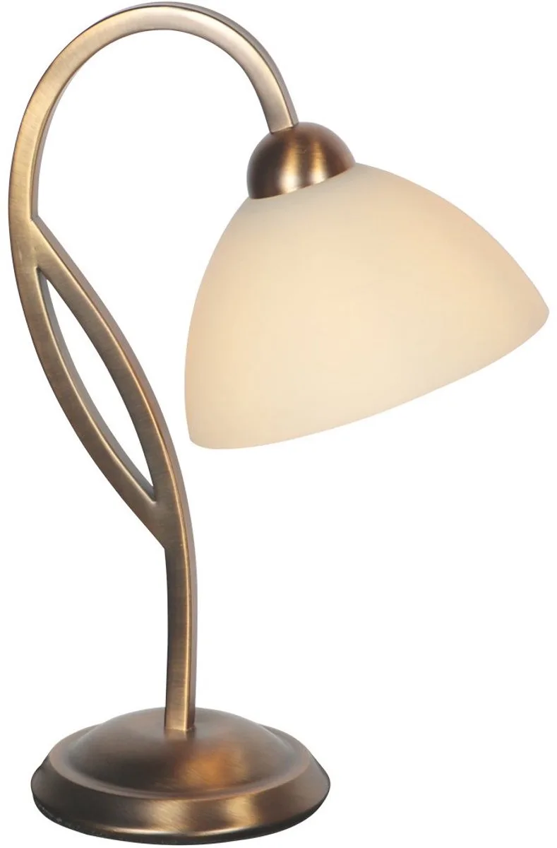 Anthea 4329BR - Klassieke tafellamp met marmerlook glas, bronzen armatuur, 38 cm hoog, E27 fitting från Steinhauer i Brun – produktbild