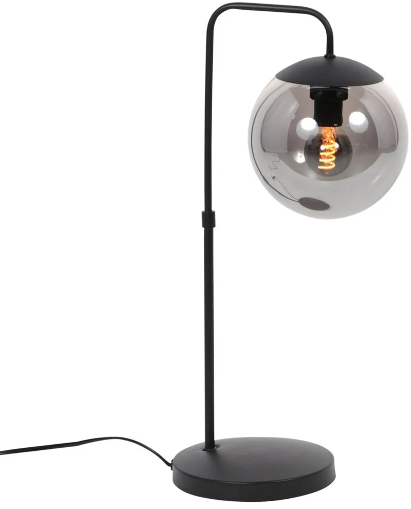 Bollique 4610ZW zwarte tafellamp van glas en metaal, hoogte 46 cm, modern design, merk Steinhauer von Steinhauer in Schwarz – Produktfoto