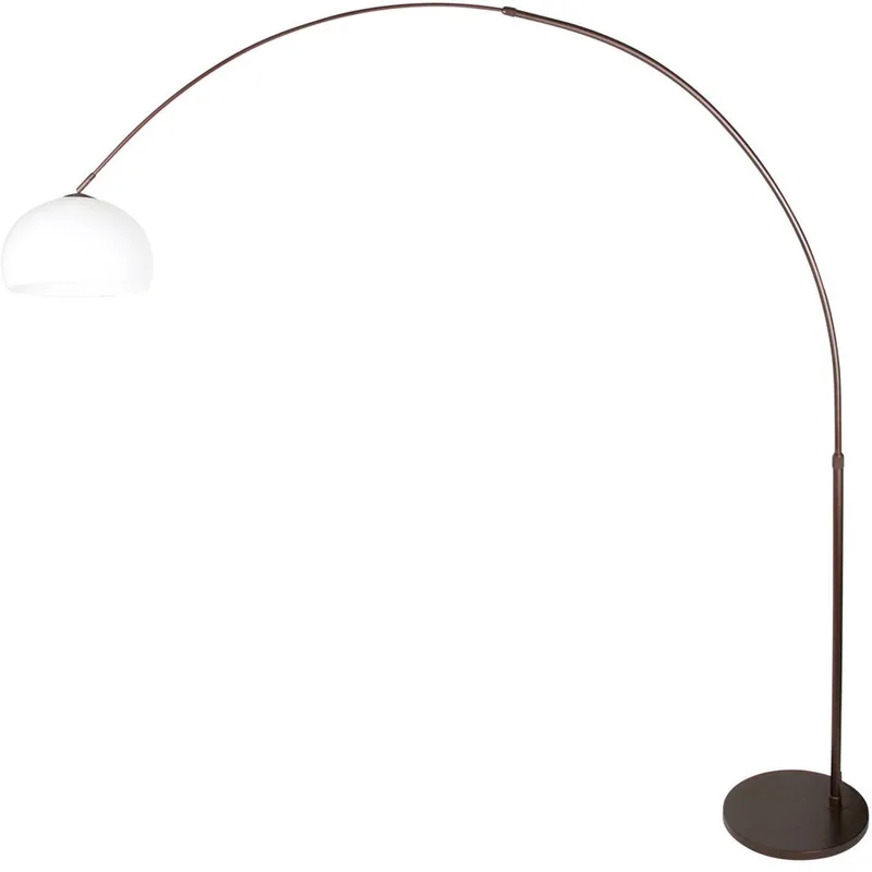 Booglamp Sparkled Light 4764CA cacao met witte kunststof kap, verstelbaar in hoogte van 210 tot 240 cm, Steinhauer, trendy vloerlamp de Steinhauer en Marron, Blanc – photo produit