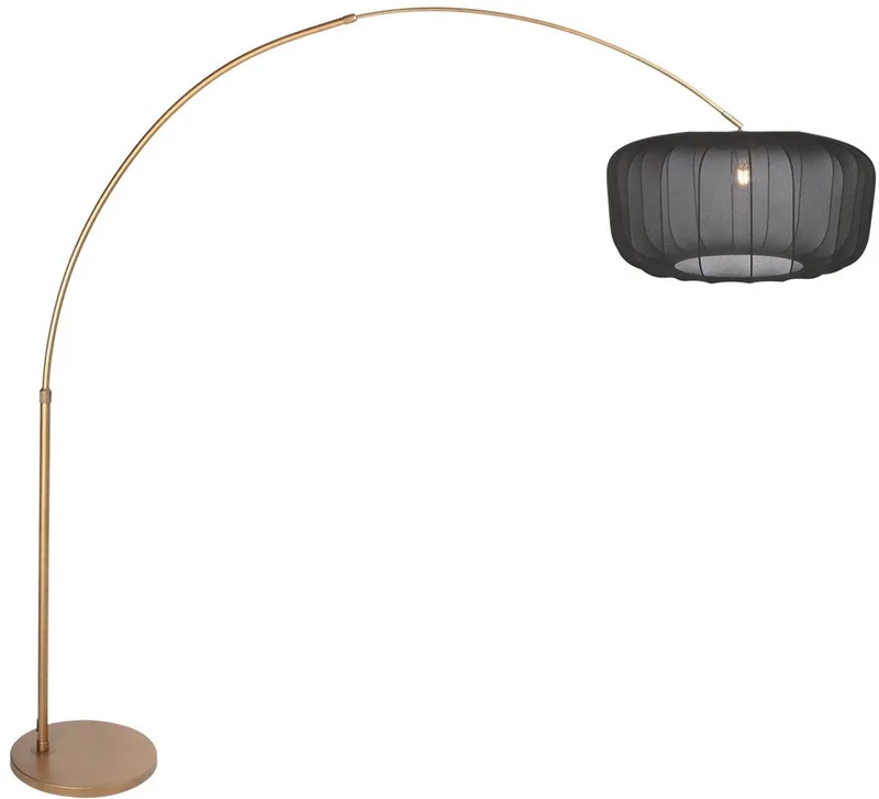 Booglamp Vela Lino 4674BR brons met zwarte textiel kap Ø60 cm - Verstelbaar in hoogte en lengte by Steinhauer in Brown, Black – product photo