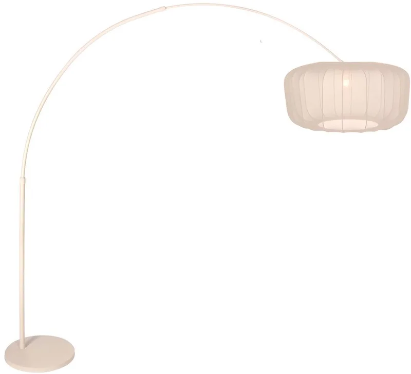 Booglamp Vela Lino 4678CR crème met beige-crème textiel kap, verstelbaar in hoogte (210-240 cm) en lengte (160-240 cm), metaal en textiel, Steinhauer de Steinhauer en Beige, Crème – photo produit