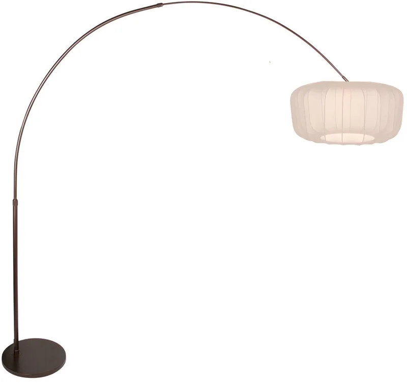 Booglamp Vela Lino 4762CA cacao met beige-crème textiel kap - verstelbaar 160-240 cm, metaal en textiel, Steinhauer Vloerlampen von Steinhauer in Braun, Beige, Creme – Produktfoto