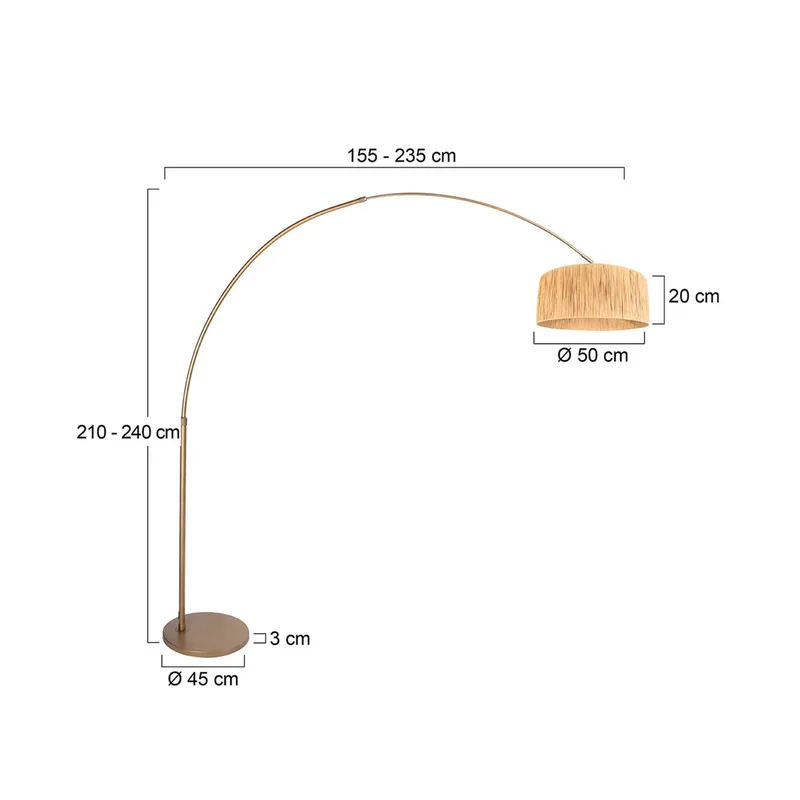 Boogstaande vloerlamp Sparkled Light brons/bruin 240 cm zeegras de Steinhauer en Bronze, Marron – photo produit