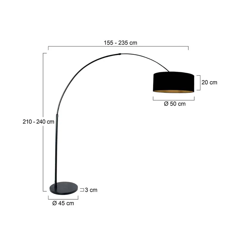 Bue-gulvlampe Sparkled Light sort/sort-guld, 240 cm fra Steinhauer i Sort, Zwart-goud – produktbillede