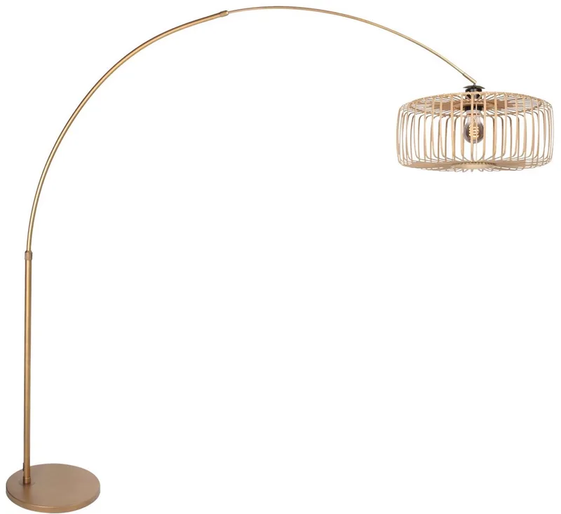 Bronskleurige Vloerlamp van Bamboe en Metaal, Hoogteverstelbaar, Draaibaar en Kantelbaar, Breeza-Beache 4310BR by Steinhauer in Brown – product photo