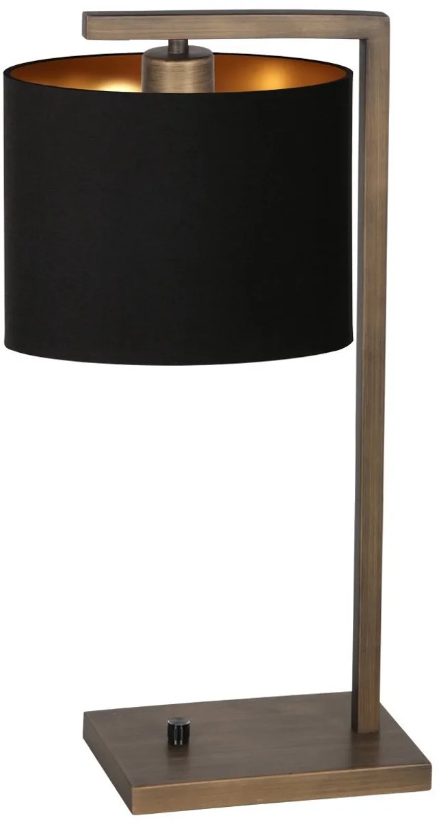 Bronzen Tafellamp Stang 4901BR met Zwarte Linnen Kap - Metalen Armatuur, 51 cm Hoog, Kantelbaar, Steinhauer från Steinhauer i Brun, Guld, Svart – produktbild