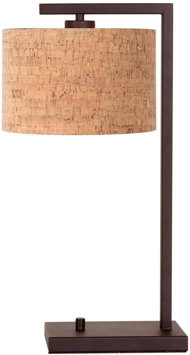Cacao Tafellamp Stang 4882CA met beige kurkstructuur kap, 51 cm hoog en 20 cm diep de Steinhauer en Marron, Beige – photo produit