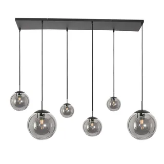 Hanglamp | 120 cm | bollique | 6 lichts | E27 | grijs zwart | glas metaal | design hotel chique de Steinhauer – photo produit 1 sur 3