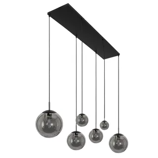 Hanglamp | 120 cm | bollique | 6 lichts | E27 | grijs zwart | glas metaal | design hotel chique de Steinhauer – photo produit 2 sur 3