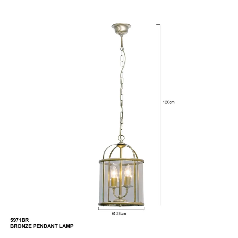 Hanglamp | 23 cm | pimpernel | 2 lichts | E14 | brons | glas en metaal | klassieke landelijke de Steinhauer – photo produit 3 sur 3
