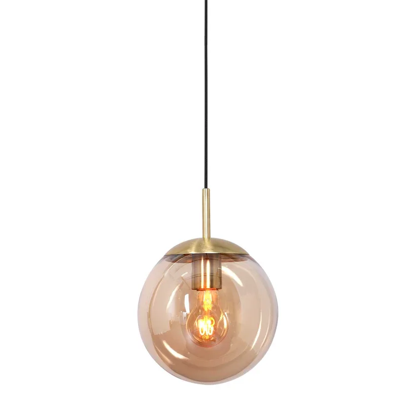 Hanglamp | 25 cm | Bollique | E27 | amber goud zwart | glas metaal | design verlichting hotel chique de Steinhauer – photo produit 1 sur 3