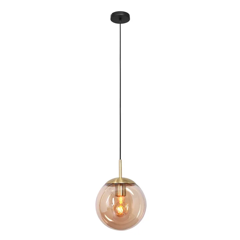 Hanglamp | 25 cm | Bollique | E27 | amber goud zwart | glas metaal | design verlichting hotel chique de Steinhauer – photo produit 2 sur 3