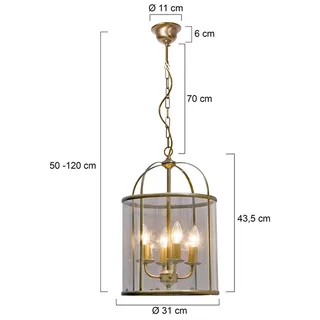 Hanglamp | 32 cm | pimpernel | 4 lichts | E14 | brons | glas en metaal | klassieke landelijke von Steinhauer – Produktfoto 3 von 3