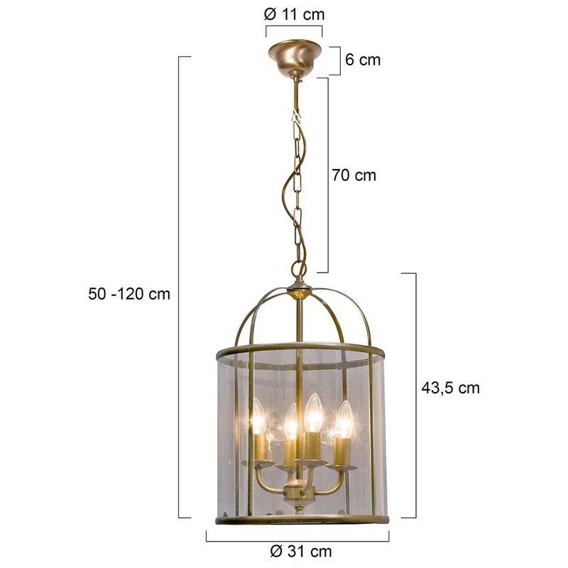 Hanglamp | 32 cm | pimpernel | 4 lichts | E14 | brons | glas en metaal | klassieke landelijke von Steinhauer – Produktfoto 3 von 3