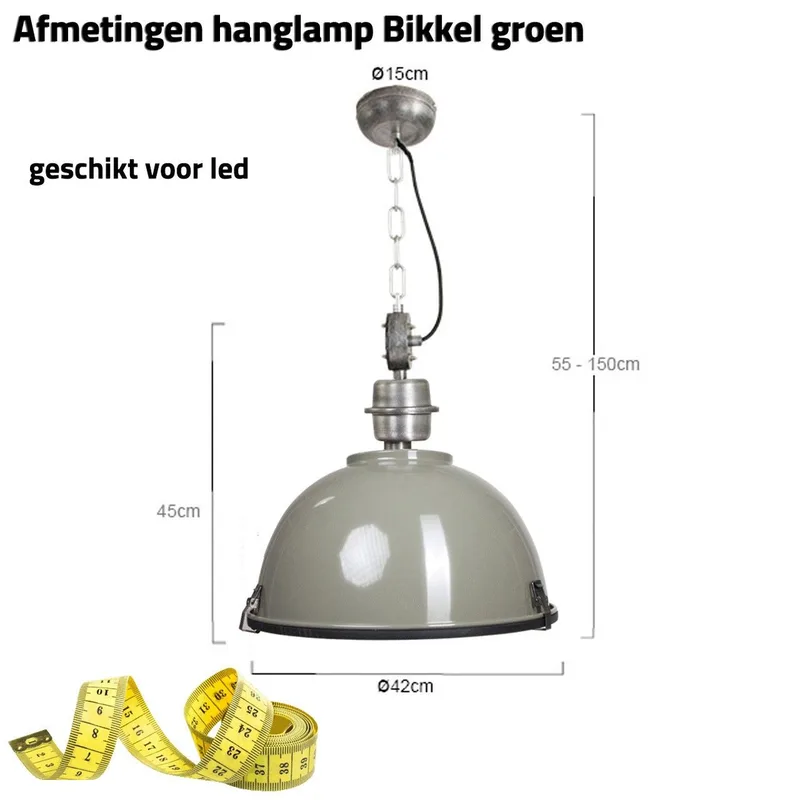 Hanglamp | 42 cm | bikkel industriële hanglampen | E27 | groen | glas en metaal | industriële von Steinhauer – Produktfoto 3 von 3