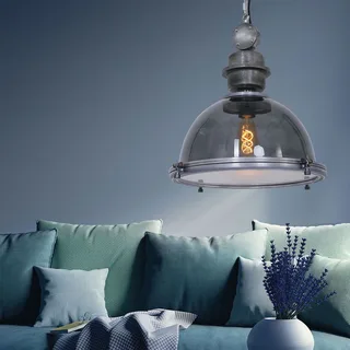Hanglamp | 45 cm | bikkel industriële hanglampen | E27 | grijs staal | glas kunststof metaal von Steinhauer – Produktfoto 2 von 3