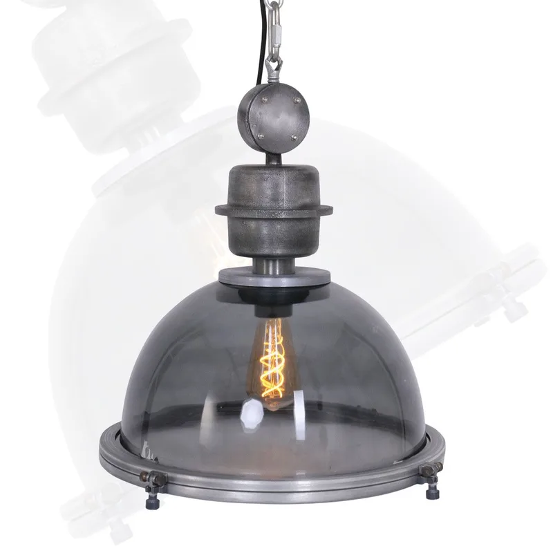 Hanglamp | 45 cm | bikkel industriële hanglampen | E27 | grijs staal | glas kunststof metaal von Steinhauer – Produktfoto 1 von 3