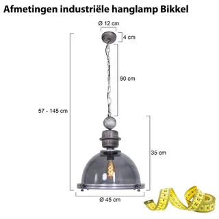Hanglamp | 45 cm | bikkel industriële hanglampen | E27 | grijs staal | glas kunststof metaal von Steinhauer – Produktfoto 3 von 3