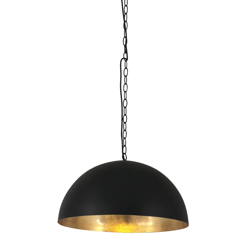 Hanglamp | 50 cm | Semicirkel | E27 | zwart goud | metaal | landelijk modern de Steinhauer – photo produit 1 sur 3