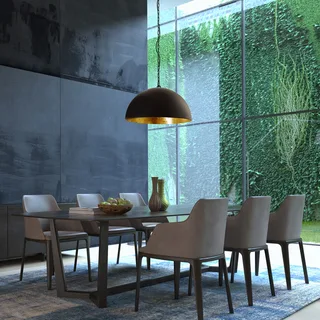 Hanglamp | 50 cm | Semicirkel | E27 | zwart goud | metaal | landelijk modern de Steinhauer – photo produit 2 sur 3