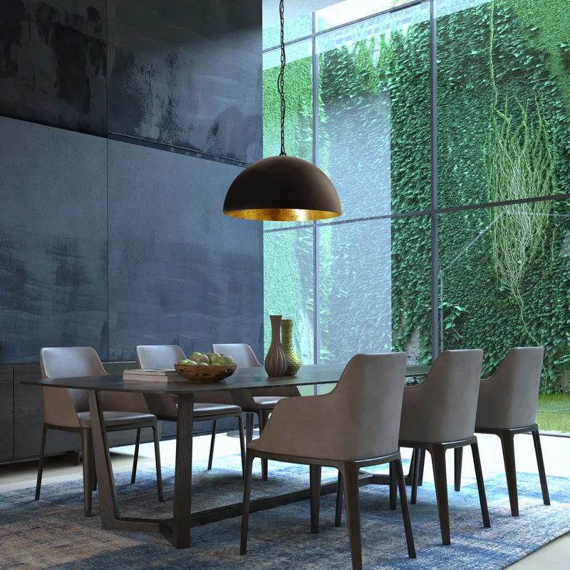 Hanglamp | 50 cm | Semicirkel | E27 | zwart goud | metaal | landelijk modern de Steinhauer – photo produit 2 sur 3