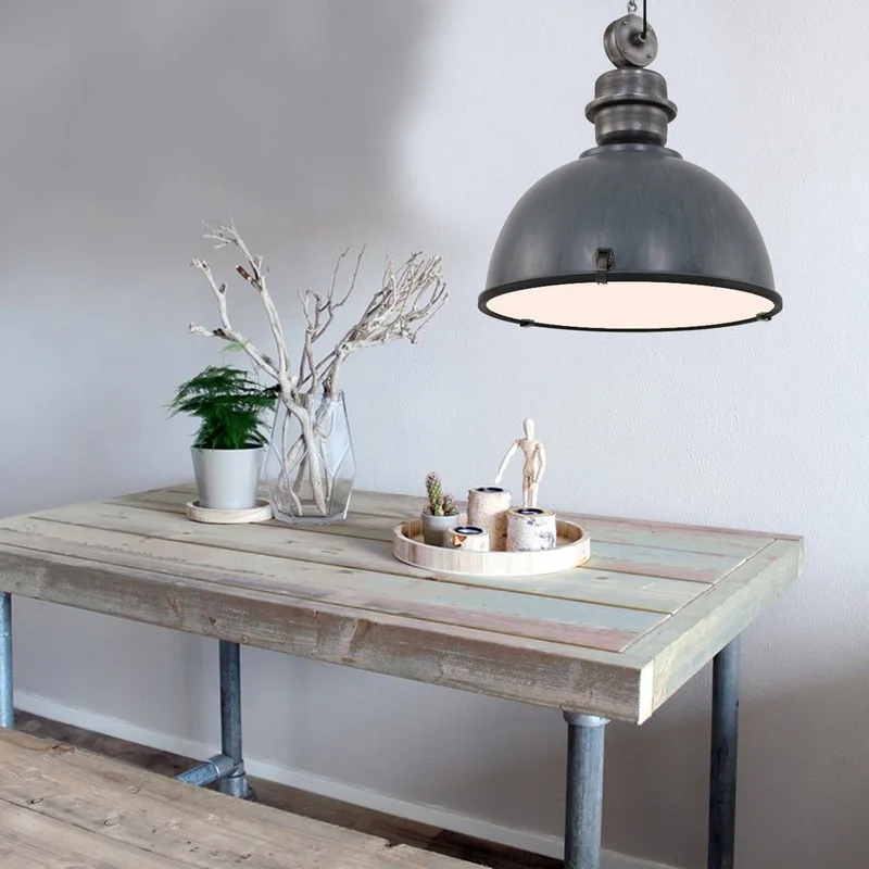 Hanglamp | 52 cm | bikkel industriële hanglampen | E27 | grijs | glas en metaal | industriële de Steinhauer – photo produit 2 sur 3
