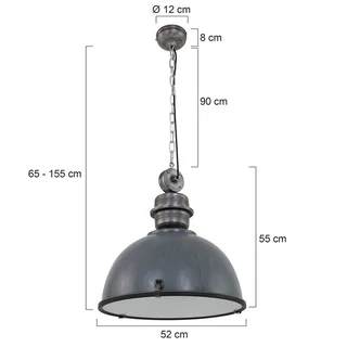 Hanglamp | 52 cm | bikkel industriële hanglampen | E27 | grijs | glas en metaal | industriële de Steinhauer – photo produit 3 sur 3