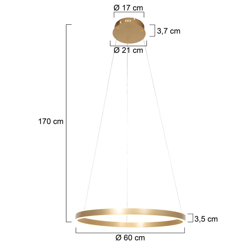 Hanglamp | 60 cm | Ringlux | ingebouwde vervangbare LED module | goud | kunststof en metaal | hotel de Steinhauer – photo produit 3 sur 3