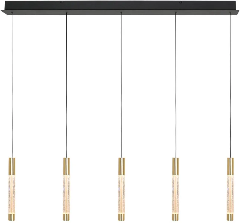 Hanglamp Alisio 4578ME 5-lichts luxe glas messing ontwerp met hoogte-instelbare kabel en dimbare LED verlichting van merk Steinhauer de Steinhauer en Or, Noir – photo produit