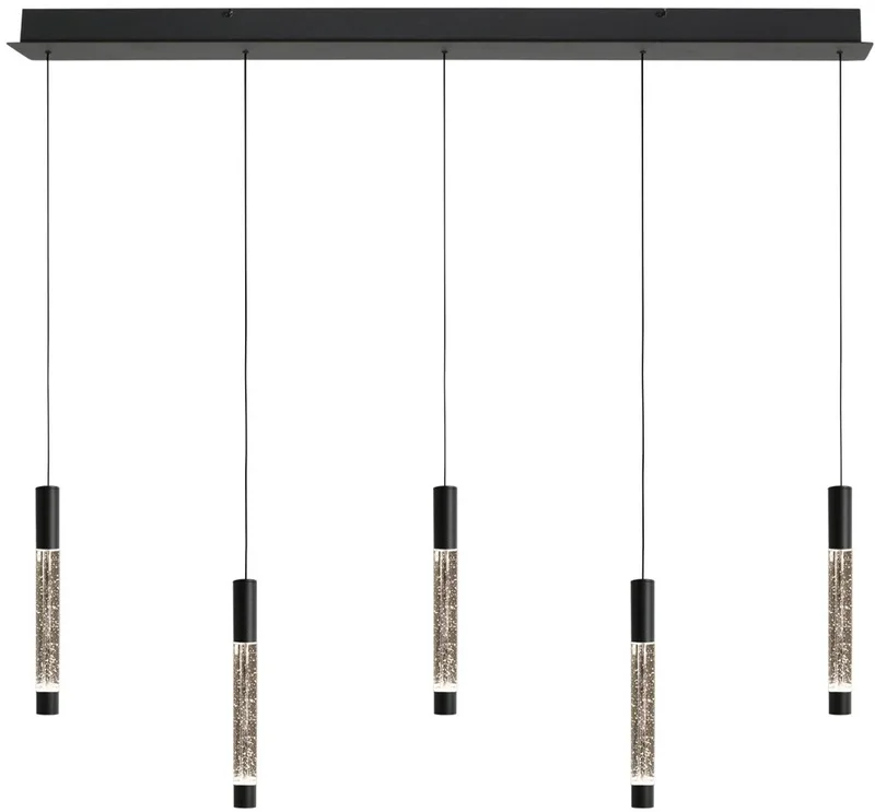 Hanglamp Alisio 4578ZW 5-lichts van Steinhauer in gemaakt van glas en metaal, hoogte instelbaar voor binnengebruik från Steinhauer i Svart – produktbild