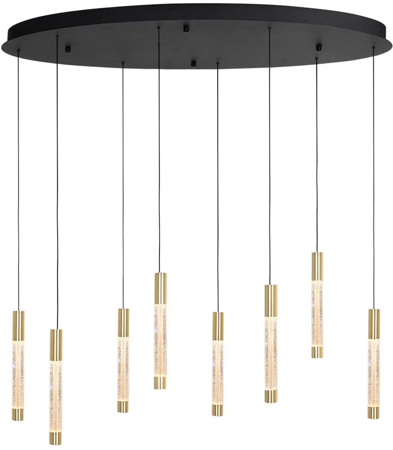 Hanglamp Alisio 4580ME hoogteinstelbaar luxe messing met handgeblazen glas de Steinhauer en Or, Noir – photo produit