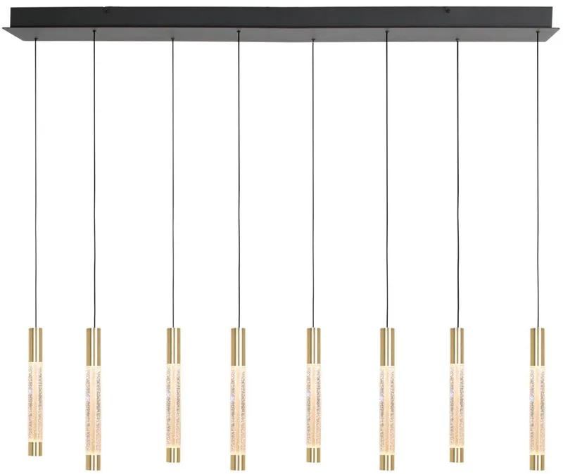 Hanglamp Alisio 4581ME 8-lichts luxe messing met handgeblazen glas, hoogte instelbaar, design, Steinhauer von Steinhauer in Gold, Schwarz – Produktfoto