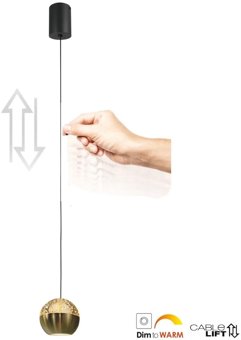 Hanglamp - BELLUNO - elektronica glas metaal - Ø 10cm - LED - 4587ME de Steinhauer en Laiton – photo produit