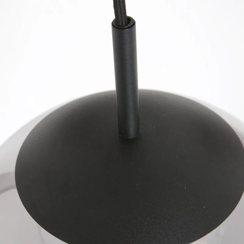 Hanglamp Bollique New 3123ZW 3lichts E27 fitting van Steinhauer, hoogte verstelbaar, van glas en metaal, geschikt voor binnengebruik. fra Steinhauer i Sort – produktbillede