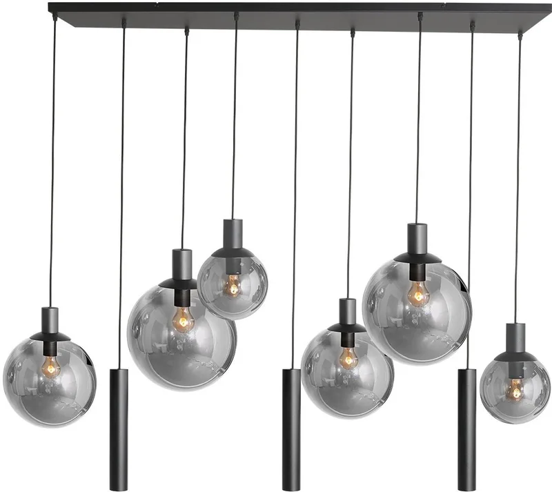 Hanglamp Bollique New 3798ZW 9 lichts Hoogteverstelbaar van Glas en Metaal 150x55 cm Steinhauer Trendy Binnen by Steinhauer in Black – product photo