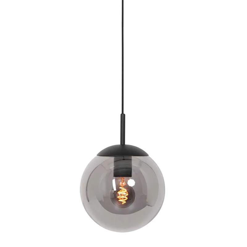 Hanglamp glazen bol | 1 lichts | smoke / grijs / zwart | glas / metaal | Ø 25 cm | in hoogte fra Steinhauer – produktbillede 1 af 3