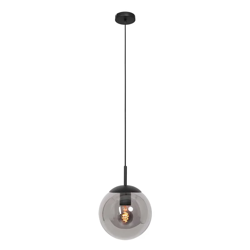 Hanglamp glazen bol | 1 lichts | smoke / grijs / zwart | glas / metaal | Ø 25 cm | in hoogte fra Steinhauer – produktbillede 2 af 3