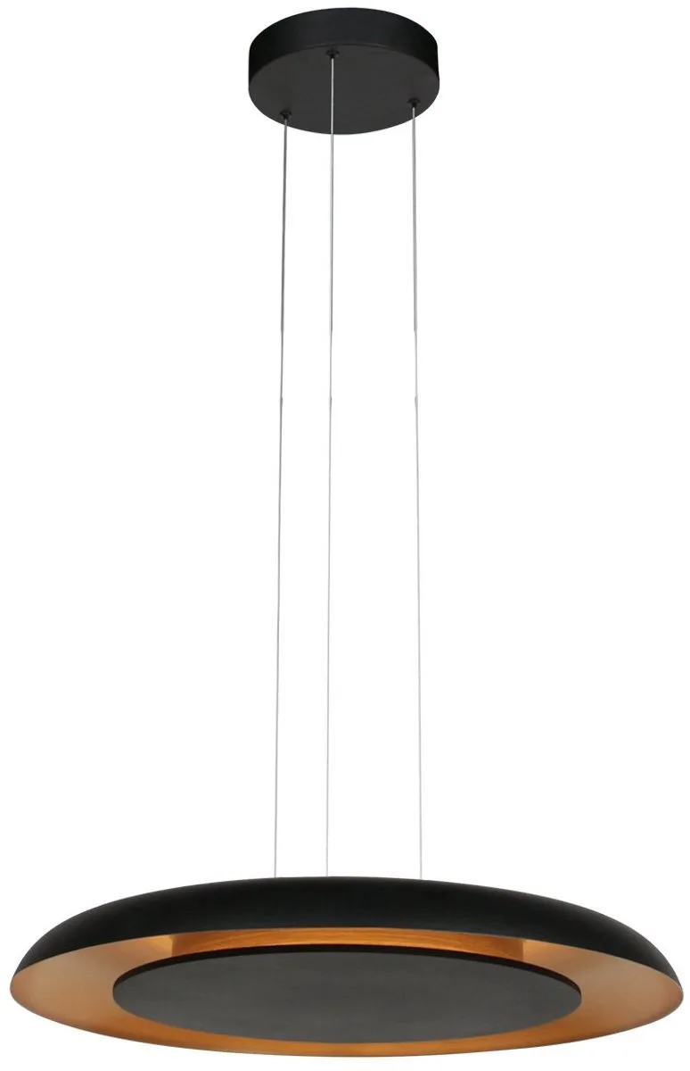 Hanglamp Golden Veil 4332ZW - Moderne zwarte hanglamp met gouden binnenzijde, hoogte instelbaar tot 125 cm, met ingebouwde LED-verlichting fra Steinhauer i Guld, Sort – produktbillede