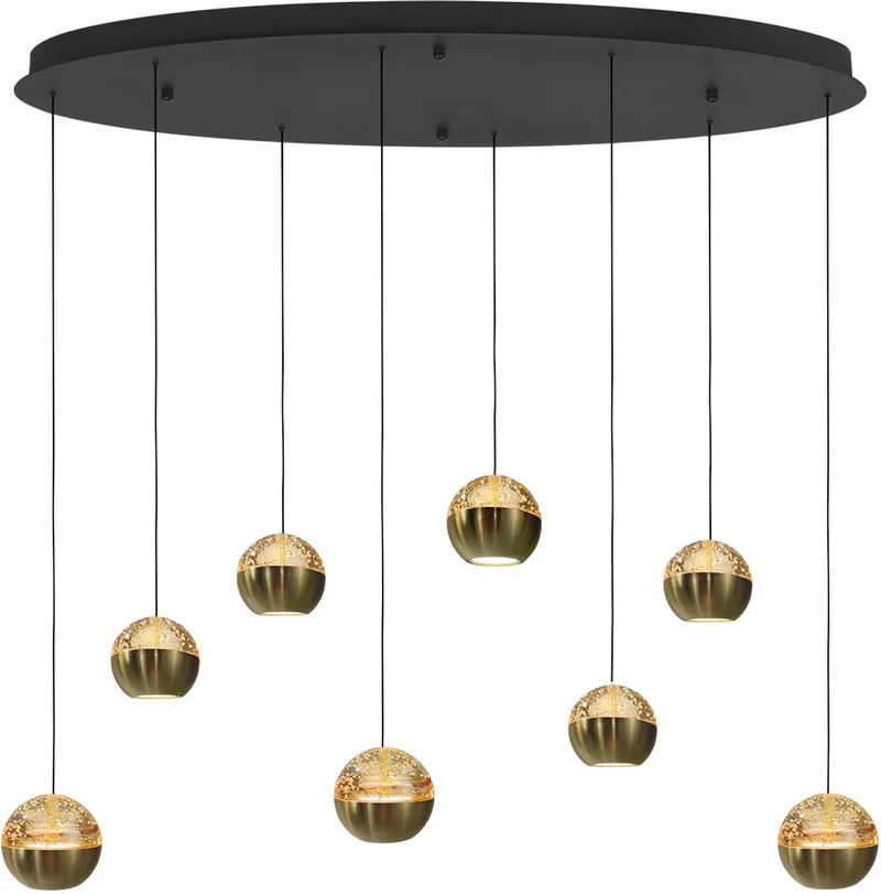 Hanglamp - messing - BELLUNO - elektronica glas metaal - design lamp - LED - 4591ME fra Steinhauer i Messing, Sort – produktbillede